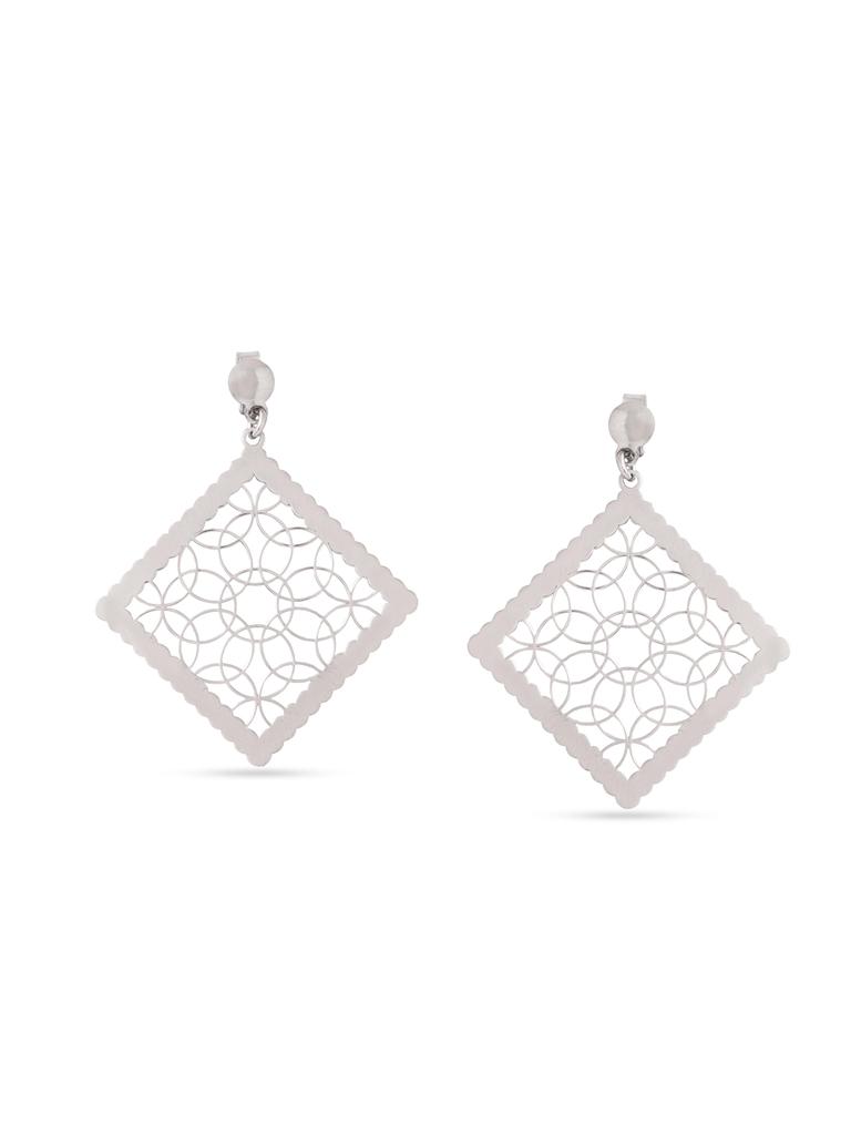 Kicky and Perky 925 Sterling Silver Textured Jali Pattern Dangle Earring Jewelry for Women