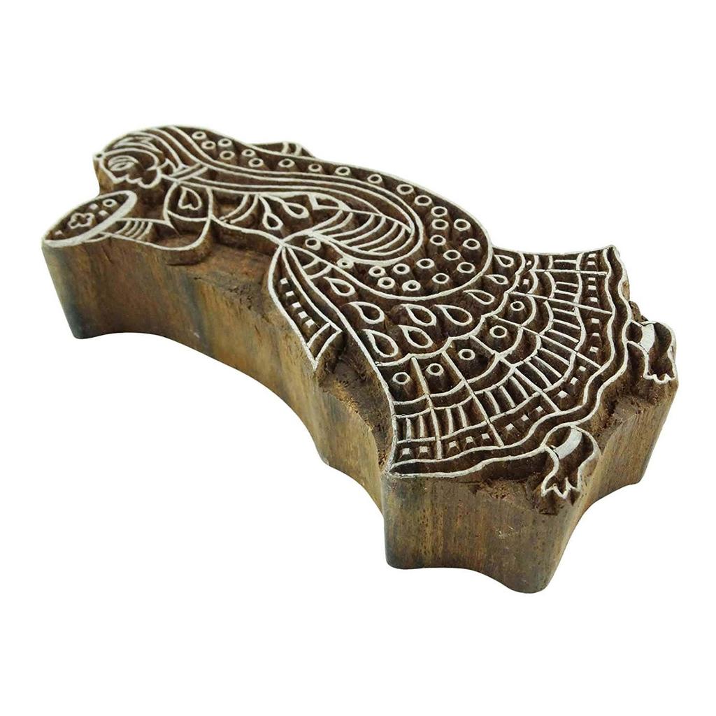Indian Women Stamps Wooden Stamp Decorative Wood Hand Carved Printing Block