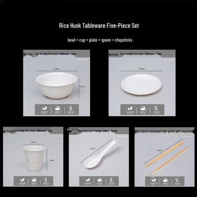 Eco-Friendly Rice Husk Disposable Tableware Set