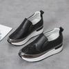 Large Size Round Head Thick Sole Muffin Single Shoes Women's Low-top Thin Versatile Foot Casual Rhinestone Single Shoes