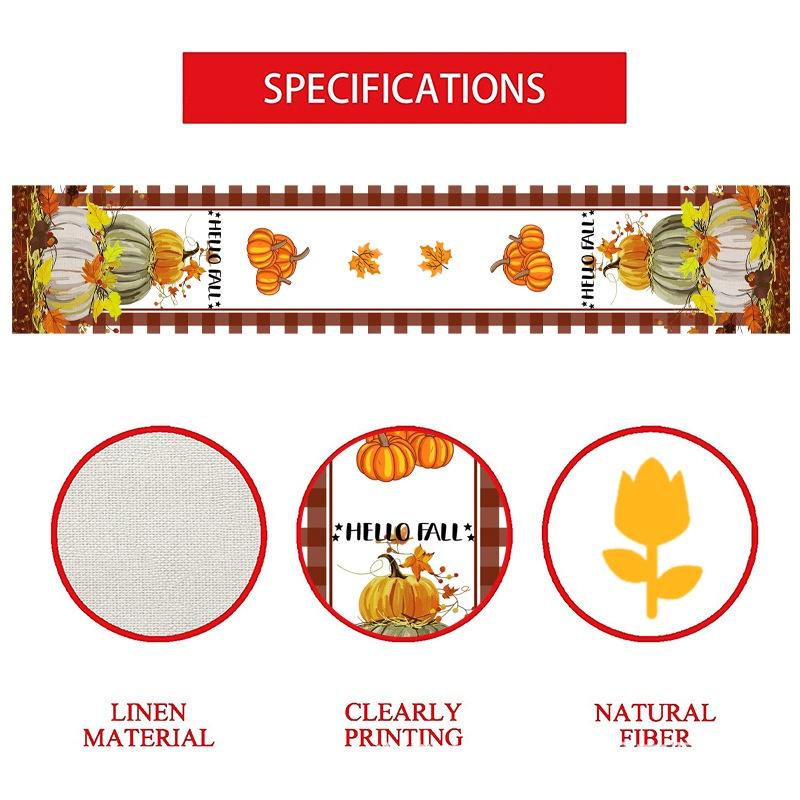New Autumn Leaf Pumpkin Table Flag Linen Printing Living Room Table Tea Table Festival Decoration Nordic Table Cloth