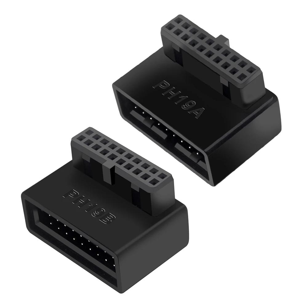 USB 3.0 19/20pin Male to Female Extension Adapter Angled 90 Degree Converter for Motherboard Connector Socket PH19A