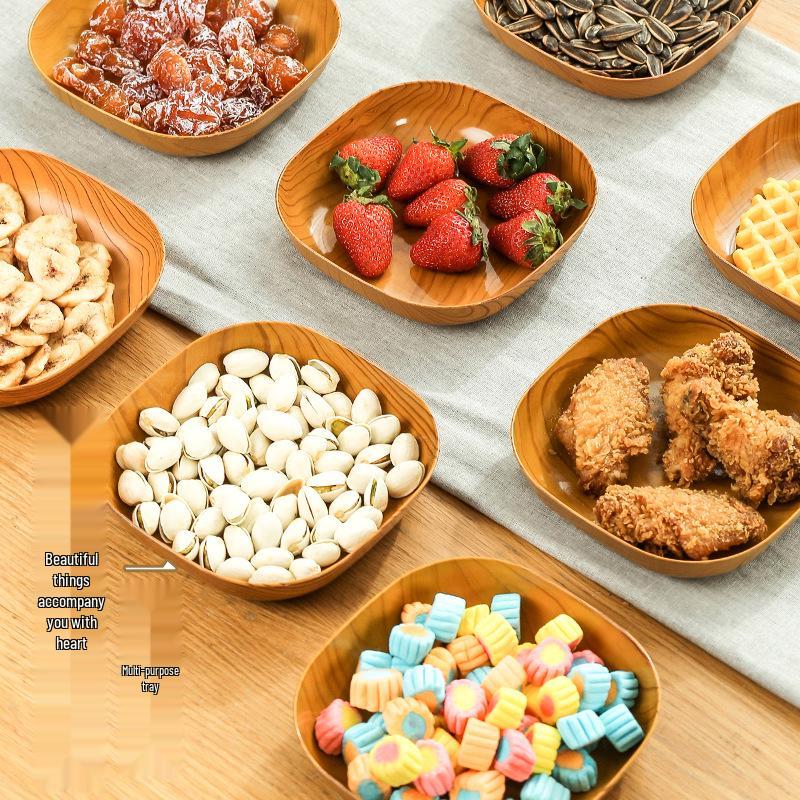 Wood Grain Style Japanese Fruit Plate - Bone Dish for Snacks & Desserts
