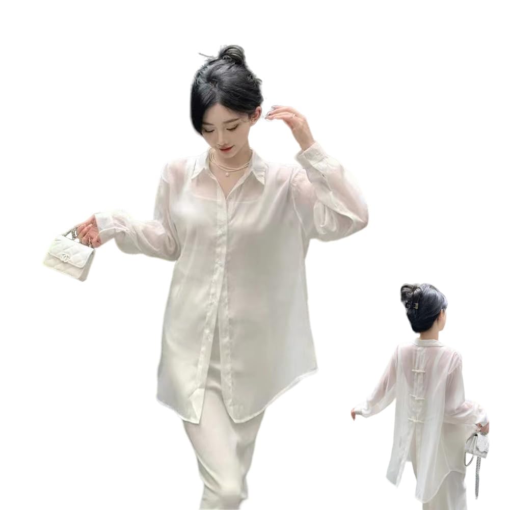 EDREES Long Sleeve Sheer Fashionable Summer Lightweight and Cute UV Sun Relaxed Stylish for Commuting and School Women's Blouse/Cardigan, Top, Top,