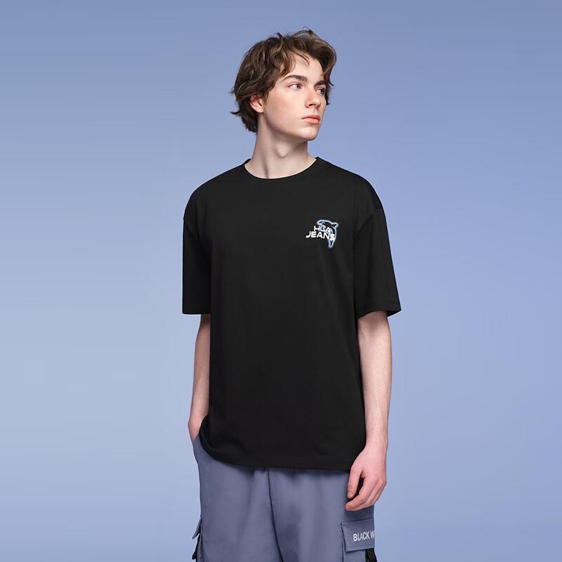 HLA Black Whale Men's Back Print T-Shirt
