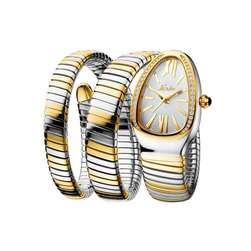 Missfox Uhr, High Fashion Personalisierte Schlange Schlange Schlange Wickelnd Drei-Kreis Armbanduhr