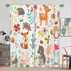 2pcs Cartoon Animal Fox Lion Giraffe Jungle Print Curtain For Bedroom Office Kitchen Blinds Living Room Floor Window Home Decor