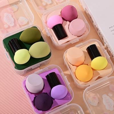3 pezzi Spugna per Trucco Cosmetico Spugna per Trucco con Scatola di Conservazione Spugna per Fondotinta Cipria Strumento di Bellezza Accessori per Trucco Donna