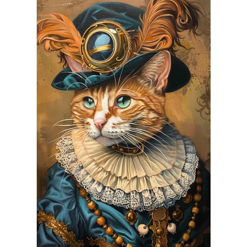 Premium Funny Pet Portrait Posters Horse Giraffe Stag Cat Prints Canvas Printing Vintage Animal Wall Art Picture for Home Decor