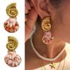 Summer Marine Style Matching Necklace Earrings Set With Seashells Pendant And Coral Accents For Women