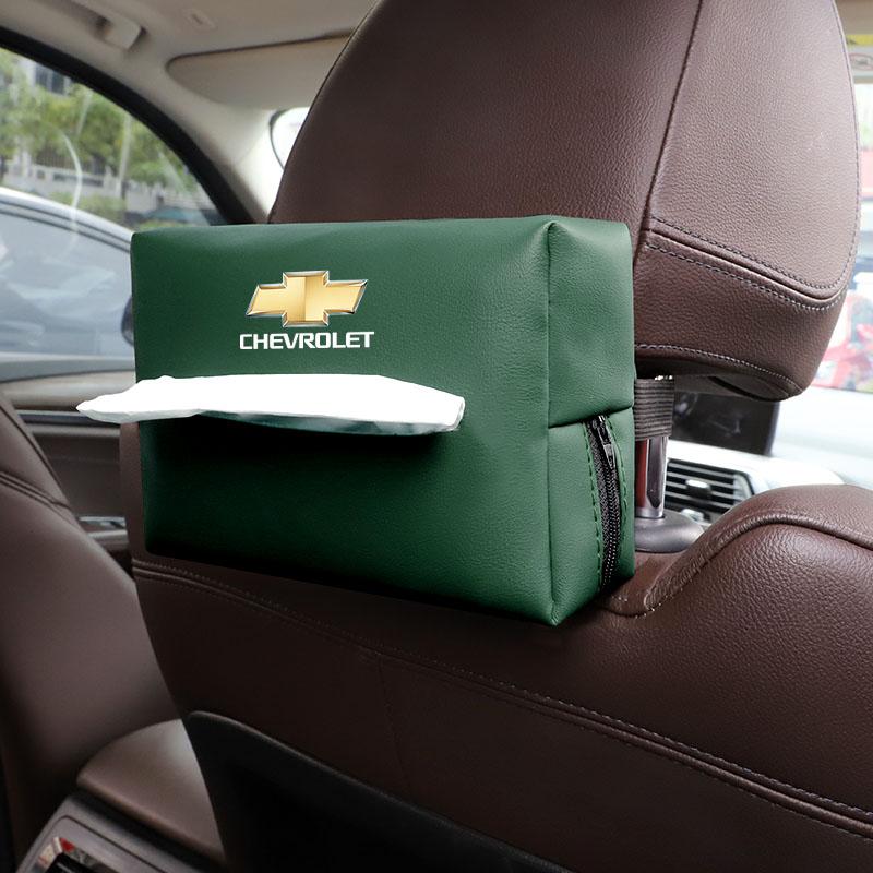 PU Leather Car Tissue Box Facial Tissue Storage Bag For Chevrolet Bolt Spark Tahoe Z71 Aveo Impala Lacetti Malibu Sail SS Cruze