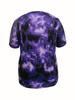 Plus Size Tie-Dye V-Neck Top for Women - Purple, Red, Gray