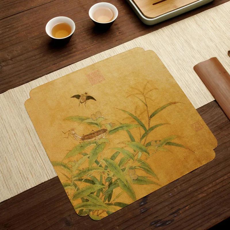 

Square Painted Thick Tea Towel Super Absorbent High-end Tea Set Accessories Tea Table Cloth Pad Professional Rag Tea Napkin 28x28cm