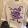 Vintage Womens Tshirts Harajuku Streetwear Tops Ulzzang Chinese Dragon Print Tshirt Casual Oversized Top Female TShirt