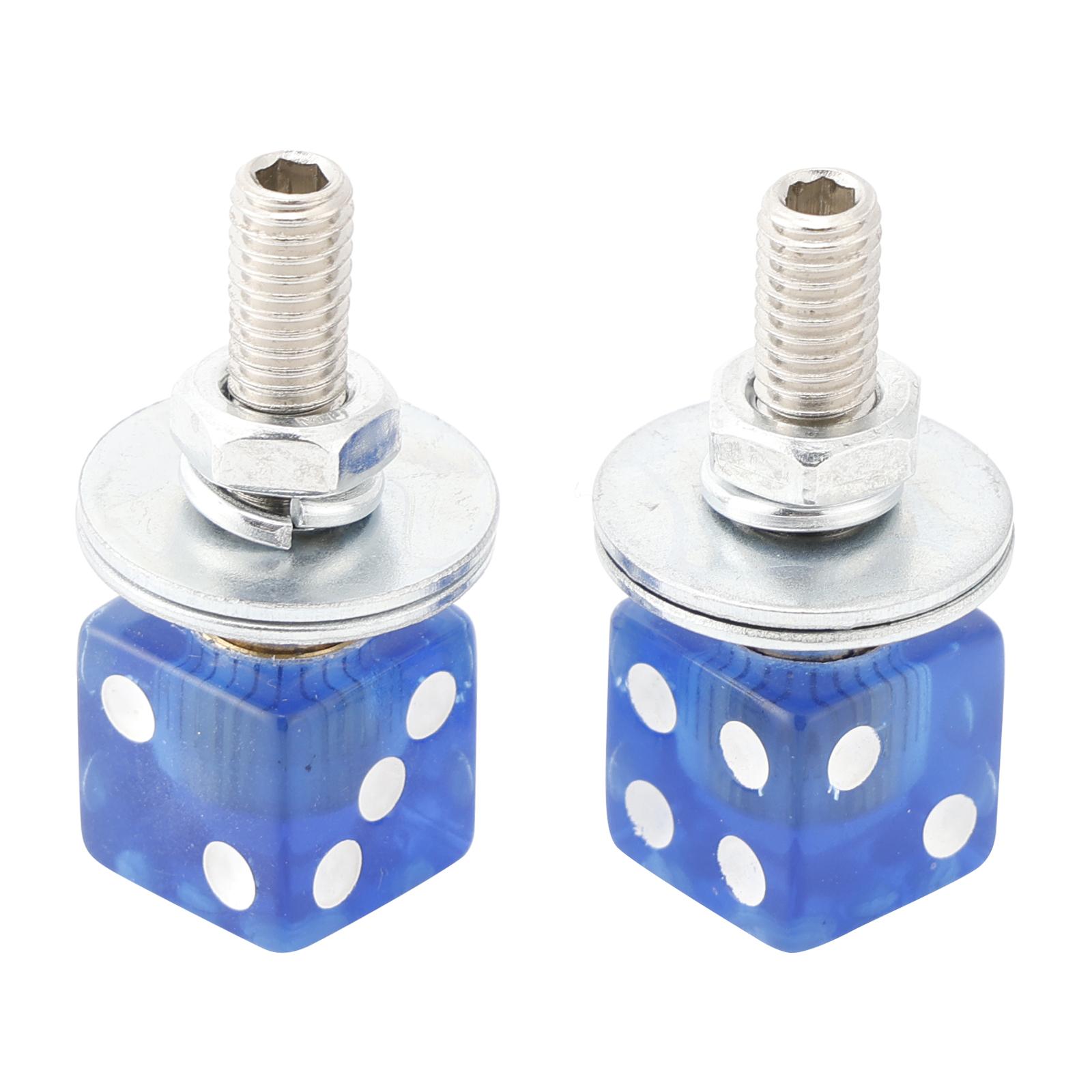

2x Болт-винт для номерного знака Custom DICE Синий пластик Мотоцикл Чоппер Боббер