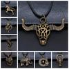 Animal Black Leather Necklace Elephant Wolf Dragon Horse Gecko Lizard Pendant Necklace For Women Men Boy Girls
