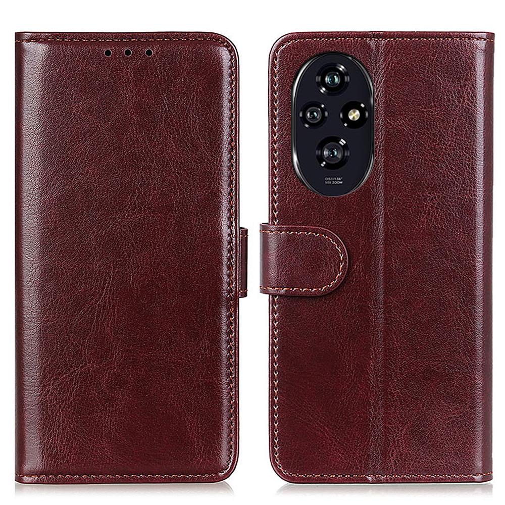 

For Honor 200 Pro 5G Case PU Leather Phone Wallet Cover Crazy Horse Texture Brown