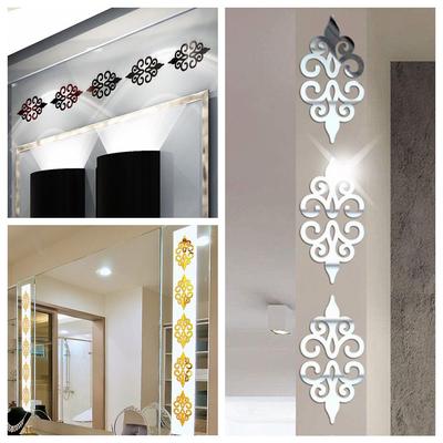 Living Room Embellishment Flower Shape Decal Home Decor 3D Floral Mural Mirror Wall Stickers