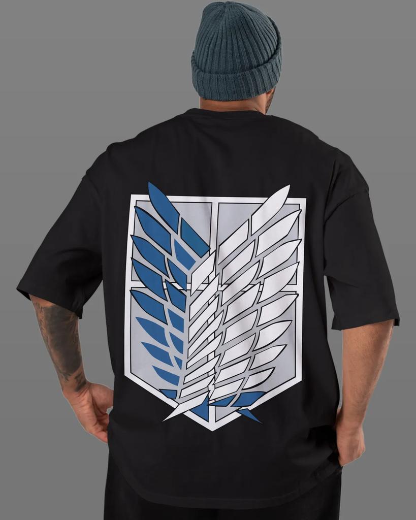 Attack on Titan TShirt Men Anime Survey Corps Wings of Freedom Graphic Tee Japanese Manga Streetwear Short Sleeve Oversized Top