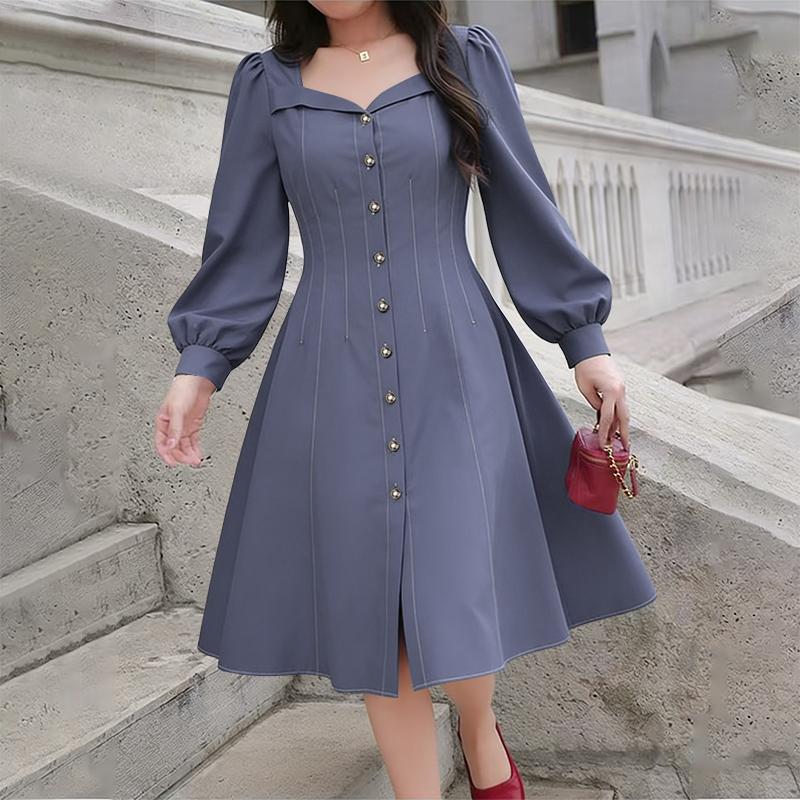 ZANZEA Women Elegant Casual Long Sleeve Dress