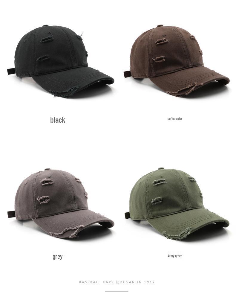 Unisex Trendy Ripped Baseball Cap: Solid Color, Washed, Sunscreen Sun Visor