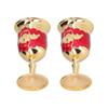 2pcs Metal Goblets Exquisite Painted Flower Pattern Vintage Court    E Glass for Bar Drinkware Gift