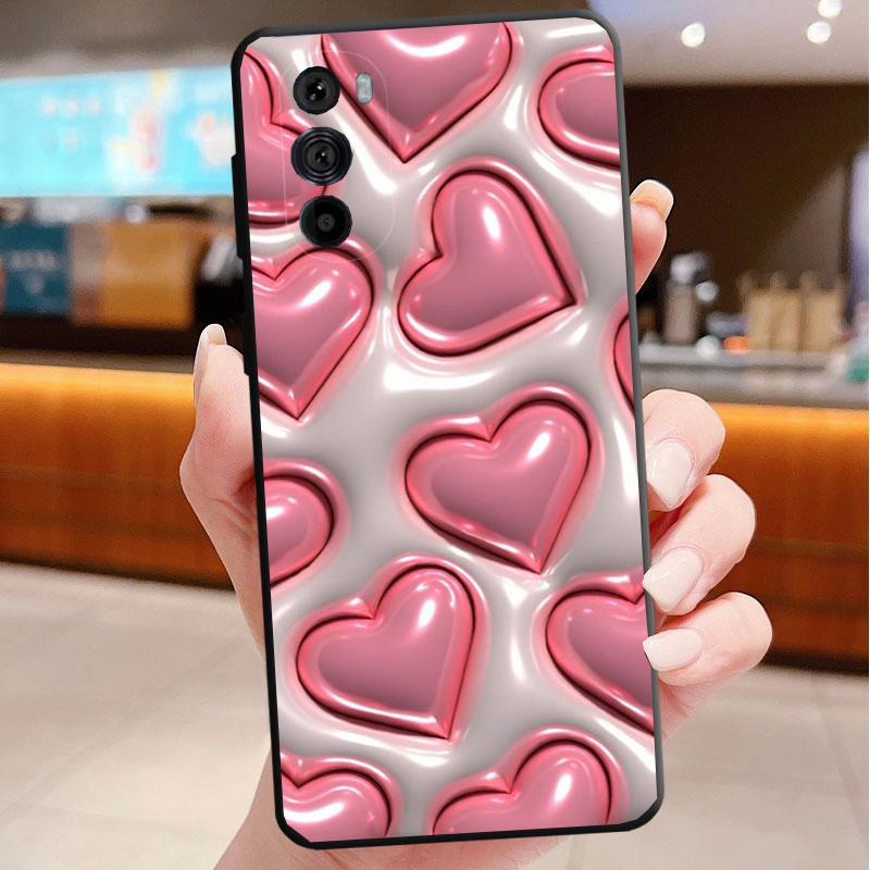 Phone Case For Motorola Edge 50 40 Pro 60 50 40 30 Ultra Neo Fusion Moto G85 G72 G53 G54 G84 G13 G32 Pink Gold Love heart