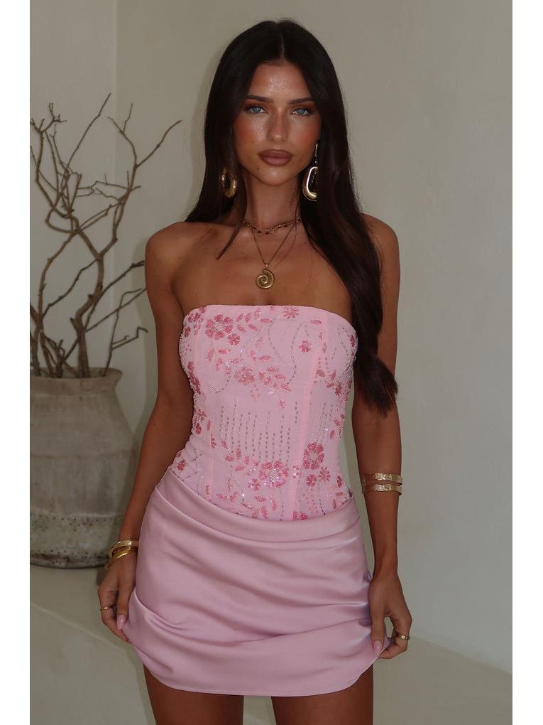 2026 Summer Sequin Strapless Mini Dress: Sleek European & American Style