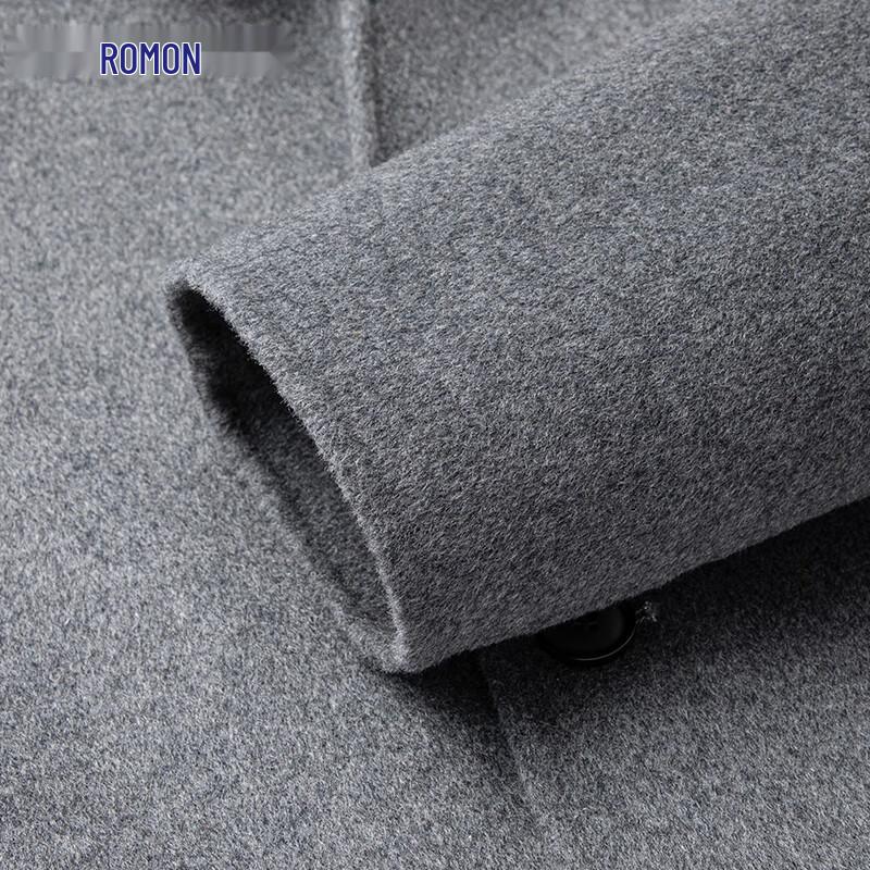Romon Men's Double-Sided Wool Blend Mid-Length Overcoat