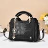 NICOLE & DORIS Women's Crocodile Embossed Handbag, 2-Way Shoulder Bag, Large Capacity, Waterproof, Popular, Double-Layered, Divided, with Bottom