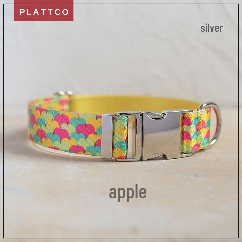 PLATTCO Apple Print Nylon Webbing Pet Supplies PDC326 L 2.5cm (49-55cm)