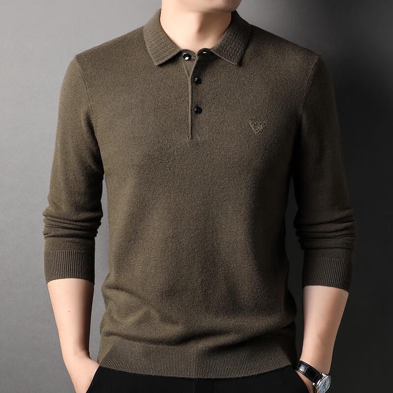 

Hengyuanxiang Men s 100% Merino Wool Turn-down Collar Sweater 2XL