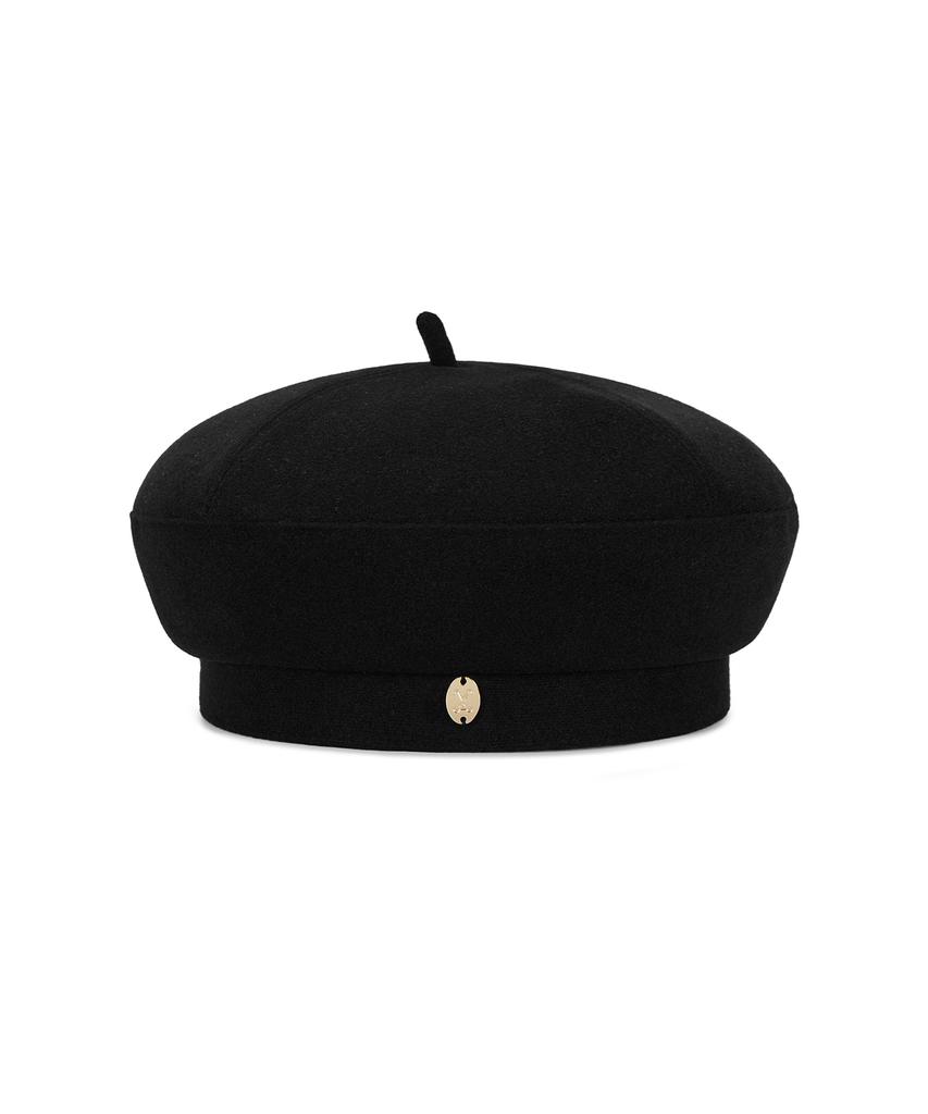 Bajal Va Curved Oval Metal Blended Beret Black