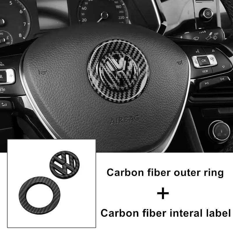 Car Carbon Fiber Pattern Logo Steering Wheel Decoration Sticker For VW GTI Polo Golf MK6 MK7 MK8 Passat B6 B7 B8 Tiguan CC T-ROC