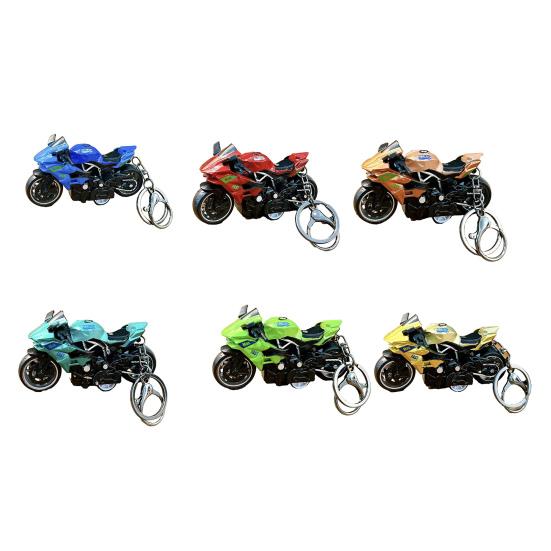 Motorcycle Cartoon Keychain Pendant with Double-Ring Hook Anti-Detachable Design Decompression Tool Keychain Accessory