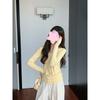 Neck bright yellow thin long-sleeved shirt women's bottoming shirt autumn slim fit pure desire style thin inner basic top