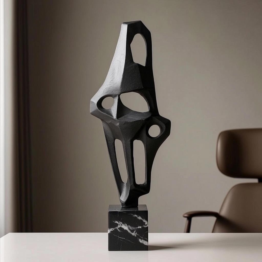 Modern Metal Sculpture with Base Elegant Tabletop Sleek Statue Bold