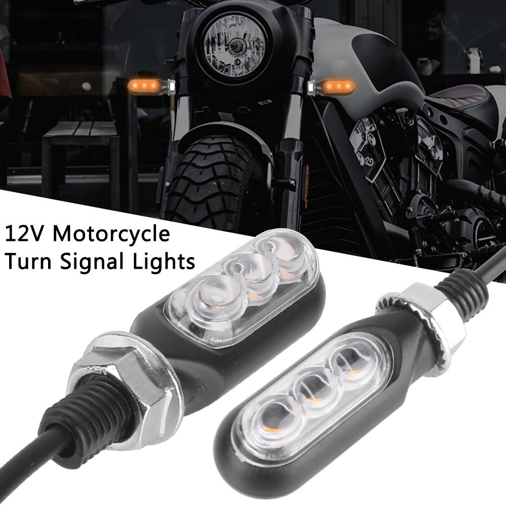 3SMD LED 12V 3000K 1200LM Tail Lamps Yellow Lights M10 Screw Motorcycle Turn Signal Lights Flashing Universal Mini Blinker