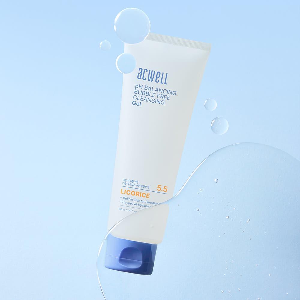 ACWELL pH Balancing Bubble Free Cleansing Gel Mild Hydrating 160ml Facial Cleanser Gentle Wash