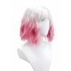Fantasy White Gray Pink Gradient Air Bangs Chemical Fiber Synthetic Wig | Short Wave Curly Hair |sweet Cool Girl Youth Style Wig