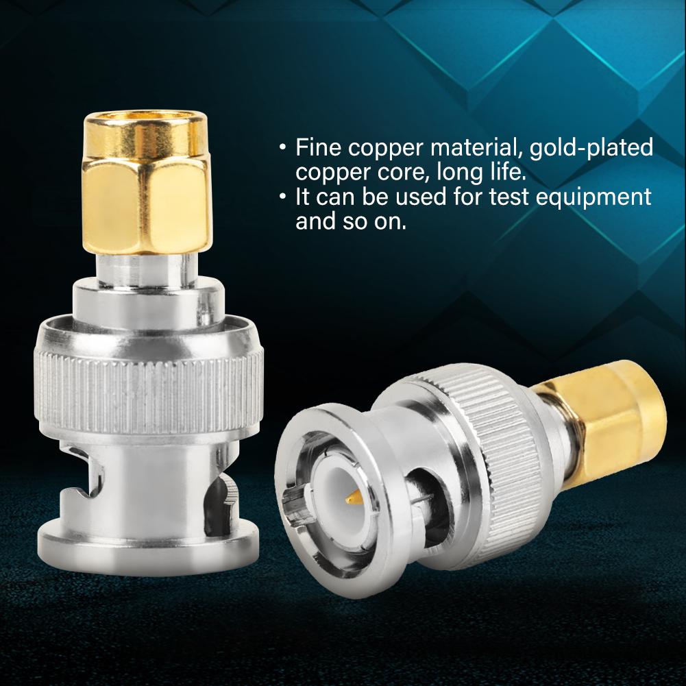2 Pcs BNC Male to SMA Male Type Connector Adapter Test Converters