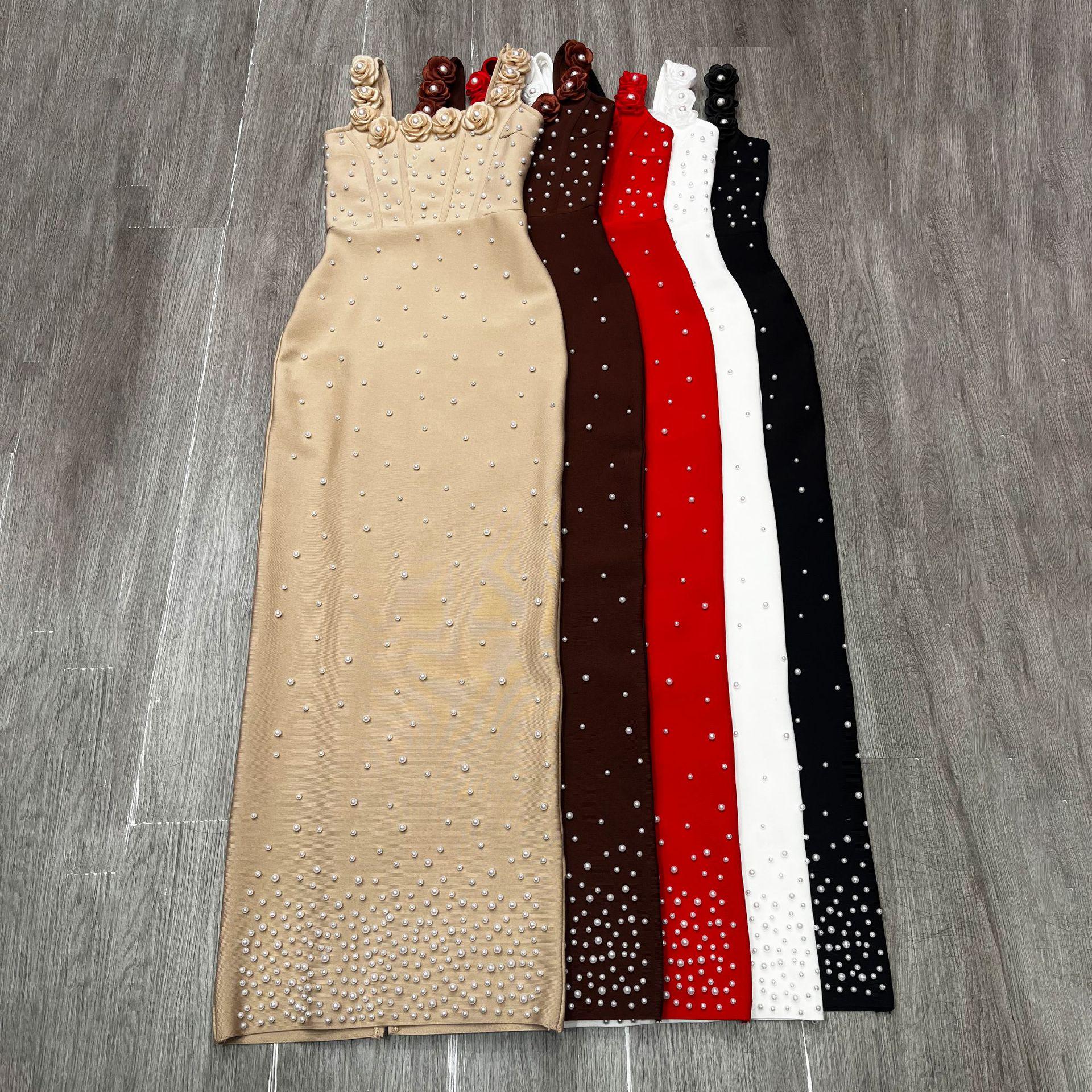 Elegant Beaded Square Neck Spaghetti Strap