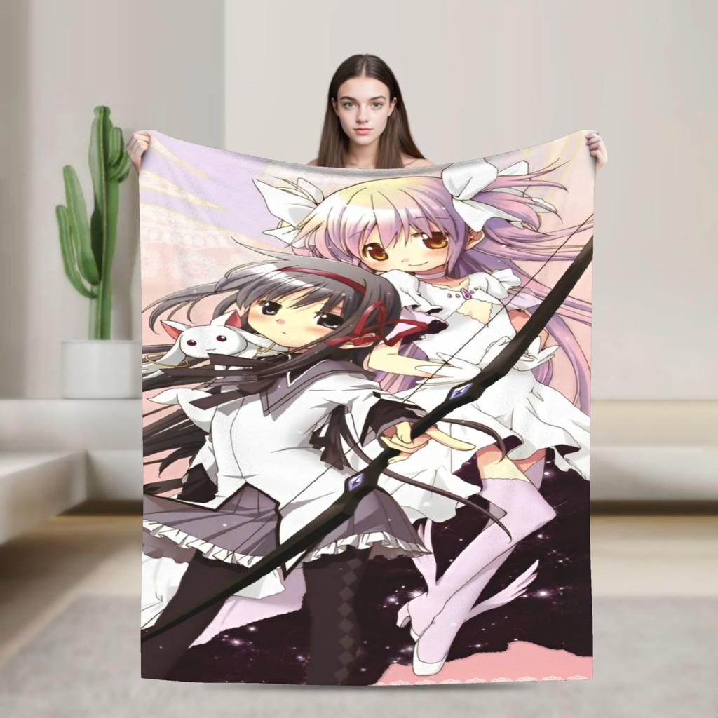 Puella Magi Madoka Magica Blanket Anime Flannel Awesome Soft Throw Blanket for Bedding Lounge Decoration