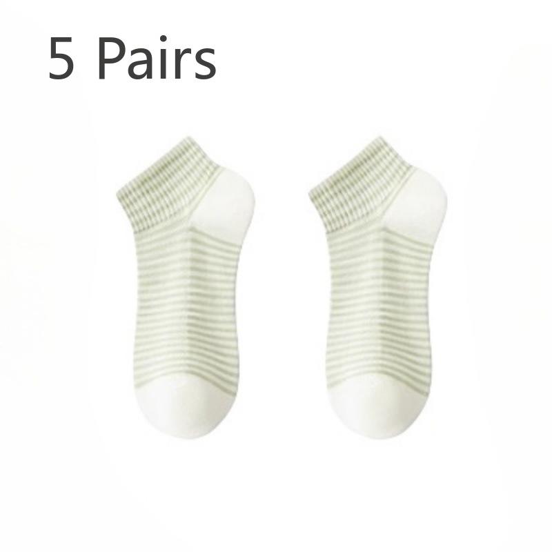 5 Pairs of Women's Summer Thin New Pure Cotton Anti Odor Short Boat Socks