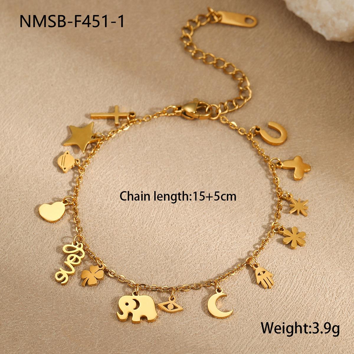 GEMCHIC Women s Stainless Steel Charm Bracelet Gold Plated 18K Fashion Multi-Element Jewelry 18K