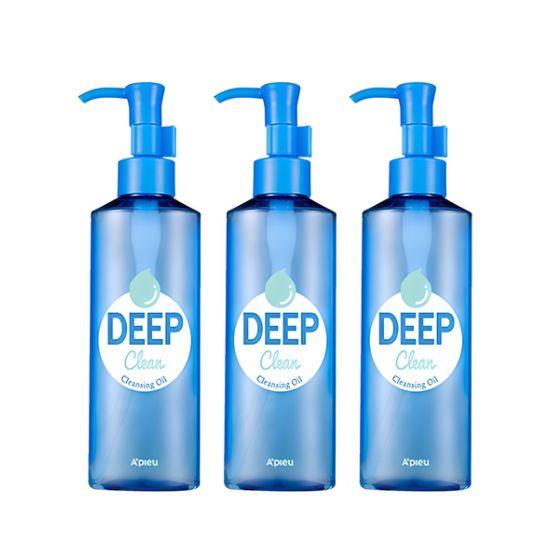 A pieu Deep Clean Cleansing Oil – Makeup Remover & Hydrating Face Cleanser 160ml (Set of 3)