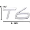 T6 Emblem 3D Metal Badge Car Hood Truck Door Side Fender Rear Trunk Emblem Sticker Decals for Volvo XC60 S60 V60 Polester (Silver)