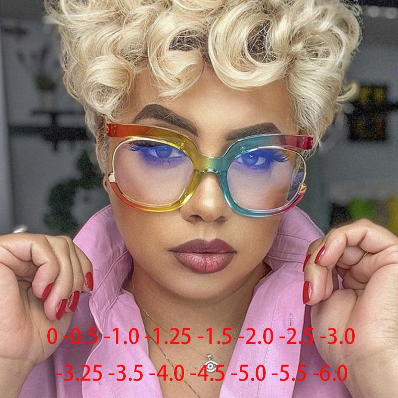Owl Shape Colorful Frame Clear Lens Glasses Myopia Nerd Spectacles Degree 0 -0.5 -1.0 -2.0 -3.0 -4.0 To -6.0