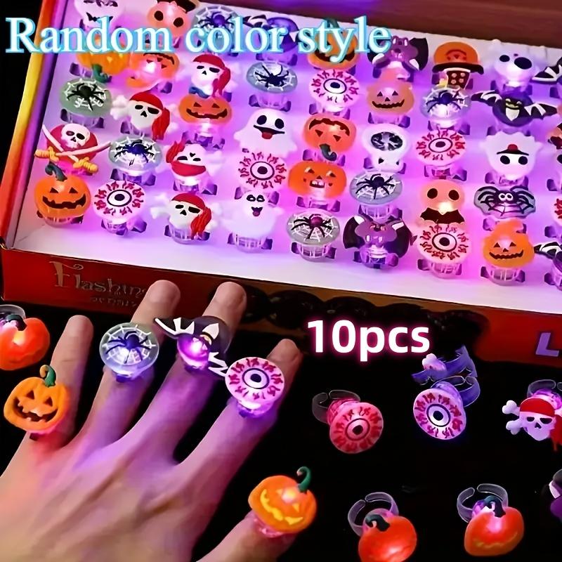 10KS Halloweenský svítící prsten, Halloweenský párty dárek Svítící hračka Svítící prst LED prsten Blikající želé gumový prsten