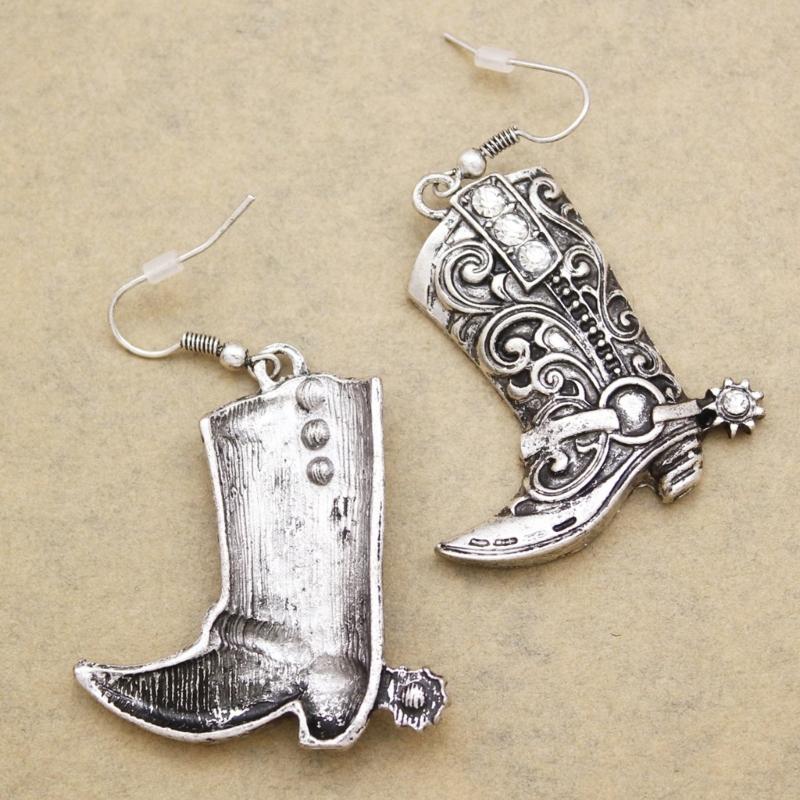 Western Cowgirl Riding Fashion Jewelry Versatile Cowboy Boot Earrings/Necklace Accessory for Casual or Dress Looks